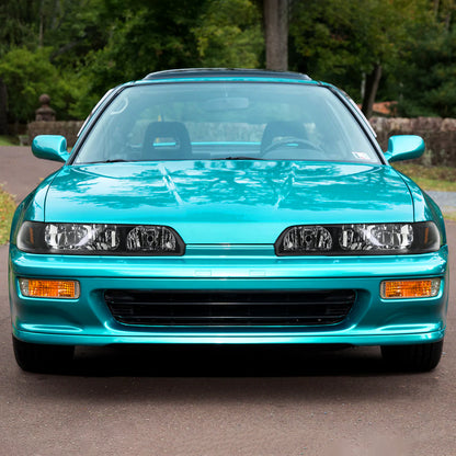 1990-1993 Acura Integra Factory Style Crystal Headlights w/ Amber Reflectors (Matte Black Housing/Clear Lens)