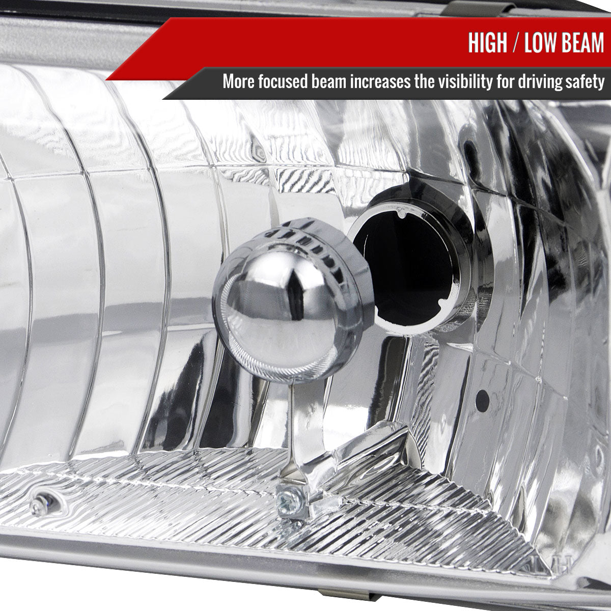1991-1996 Chevrolet Caprice / 1994-1996 Impala Factory Style Crystal Headlights w/ Corner Signal Lights (Chrome Housing/Clear Lens)