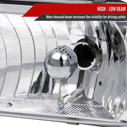 1991-1996 Chevrolet Caprice / 1994-1996 Impala Factory Style Crystal Headlights w/ Corner Signal Lights (Chrome Housing/Clear Lens)