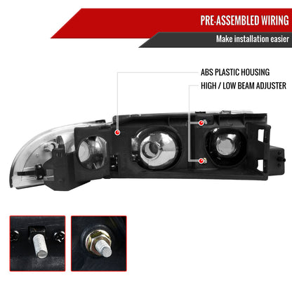 1991-1996 Chevrolet Caprice / 1994-1996 Impala Factory Style Crystal Headlights w/ Corner Signal Lights (Chrome Housing/Clear Lens)