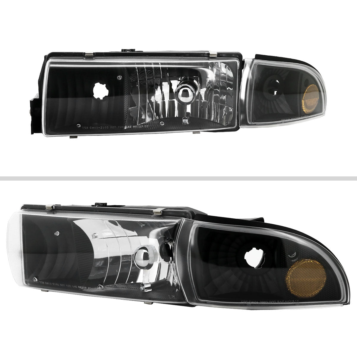 1991-1996 Chevrolet Caprice / 1994-1996 Impala Factory Style Crystal Headlights w/ Corner Signal Lights (Matte Black Housing/Clear Lens)