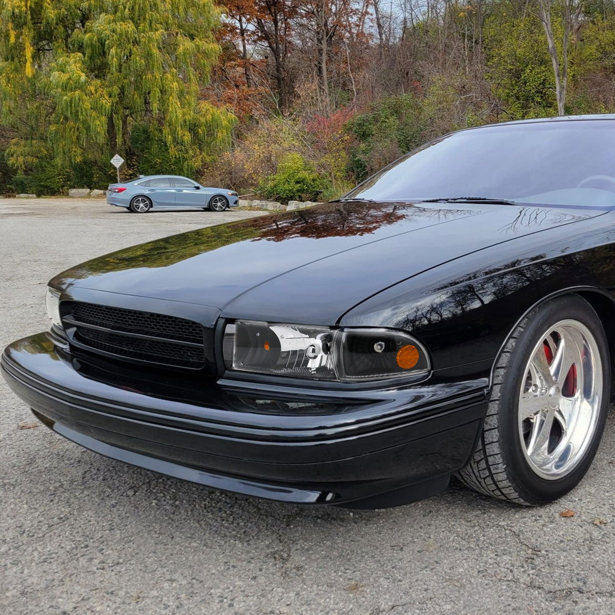 1991-1996 Chevrolet Caprice / 1994-1996 Impala Factory Style Crystal Headlights w/ Corner Signal Lights (Matte Black Housing/Clear Lens)