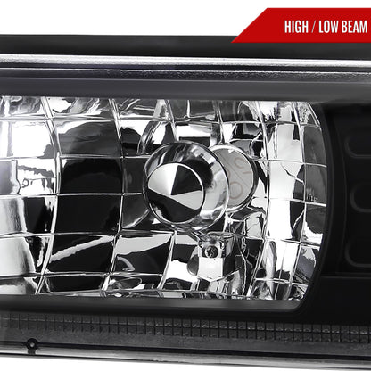 1987-1993 Ford Mustang Factory Style Crystal Headlights (Matte Black Housing/Clear Lens)