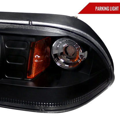 1987-1993 Ford Mustang Factory Style Crystal Headlights (Matte Black Housing/Clear Lens)