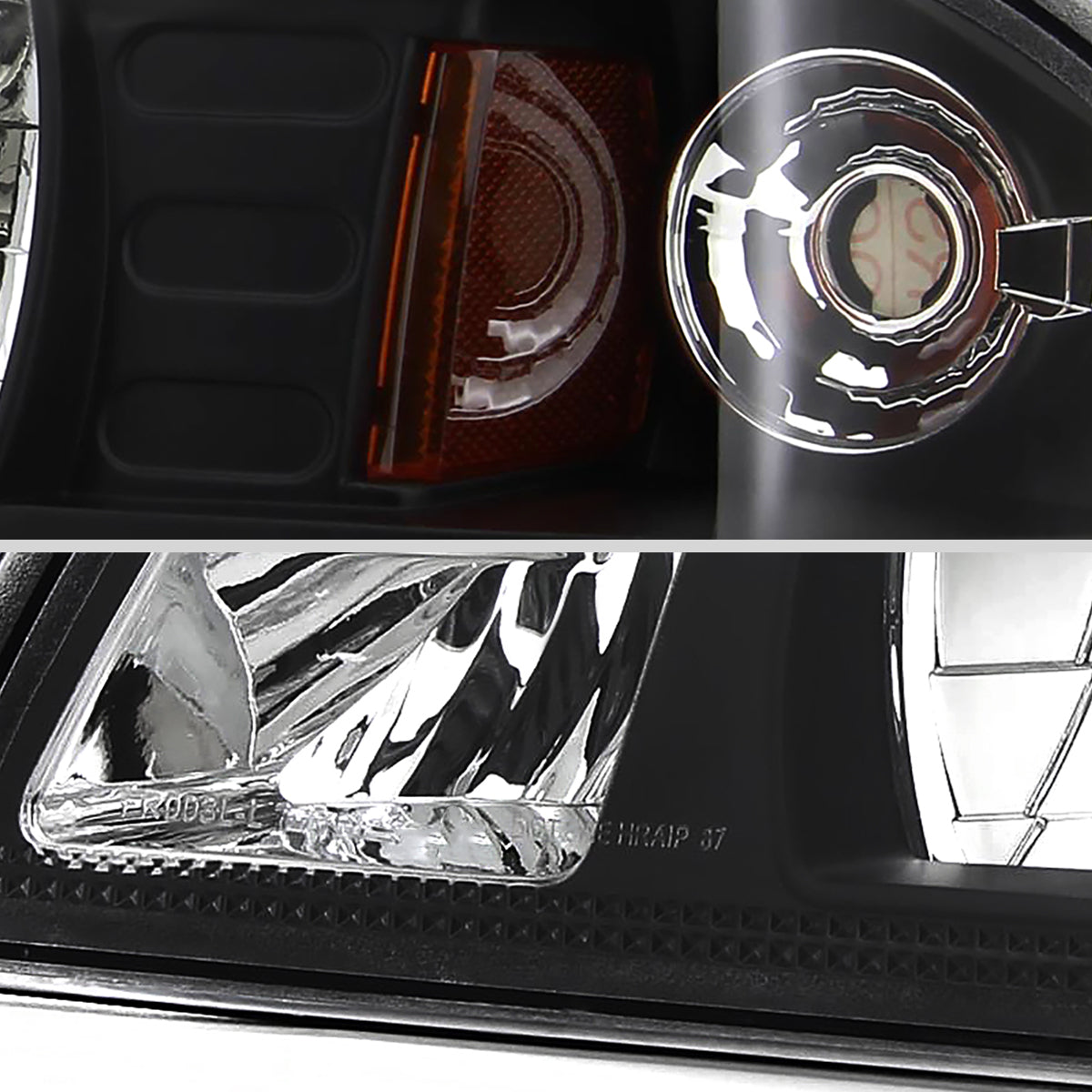 1987-1993 Ford Mustang Factory Style Crystal Headlights (Matte Black Housing/Clear Lens)