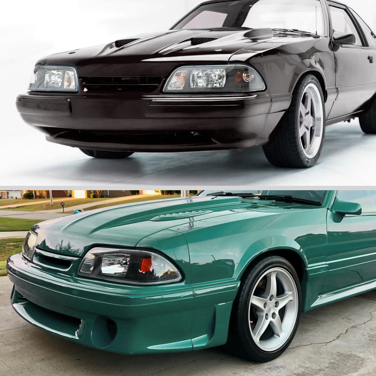 1987-1993 Ford Mustang Factory Style Crystal Headlights (Matte Black Housing/Clear Lens)