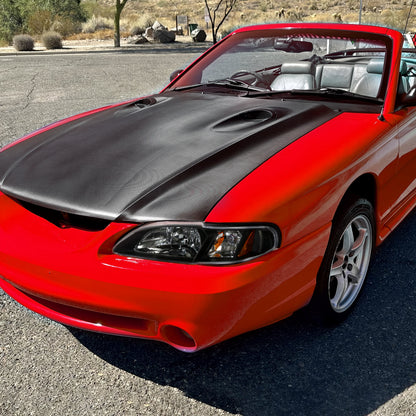 1994-1998 Ford Mustang 1PC Crystal Headlights w/ Amber Reflectors (Matte Black Housing/Clear Lens)