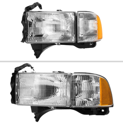 1994-2001 Dodge RAM 1500/2500/3500 Factory Style Headlights and Corner Lights (Chrome Housing/Clear Lens)