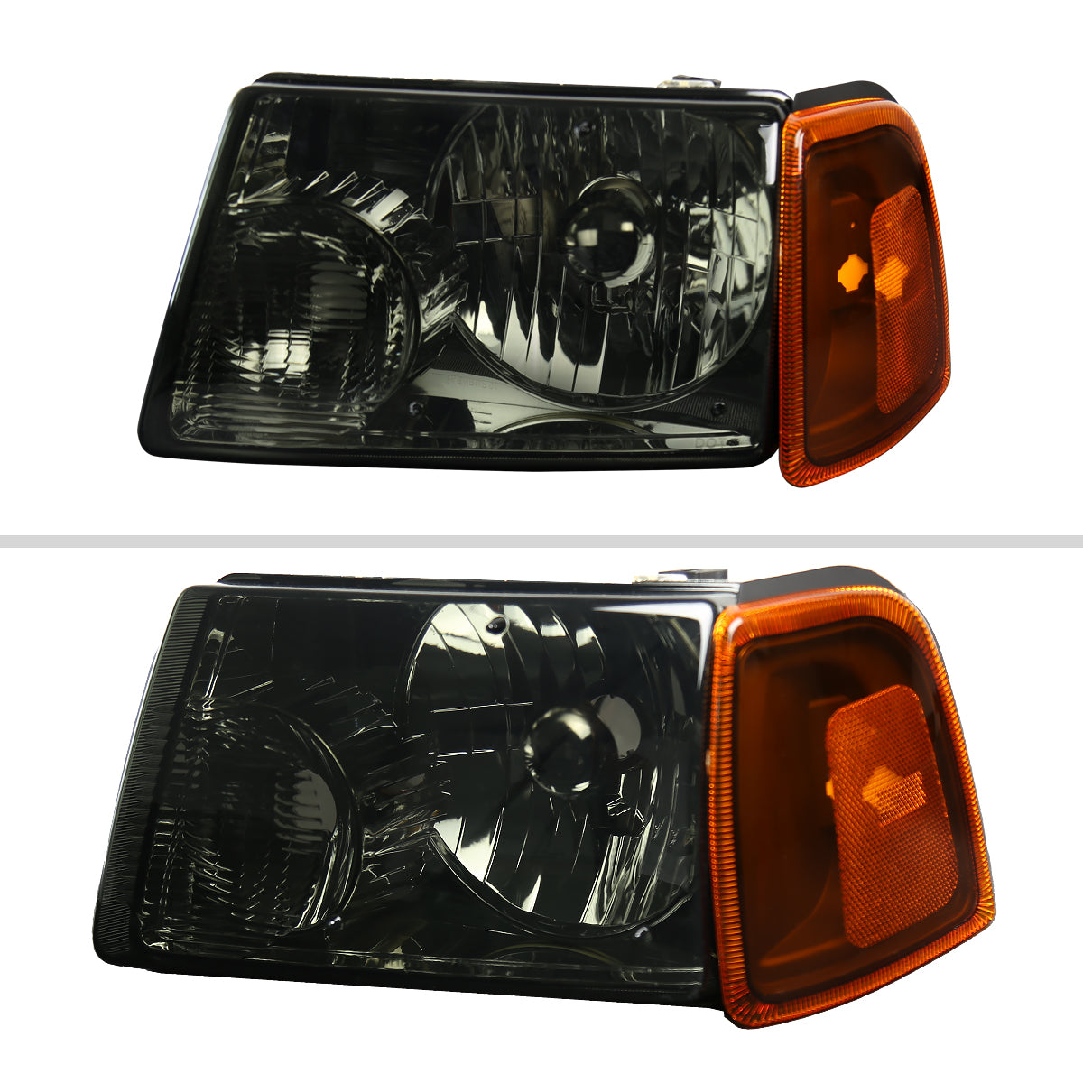 2001-2011 Ford Ranger Factory Style Headlights w/ Amber Lens Corner Signal Lights (Chrome Housing/Smoked Lens)