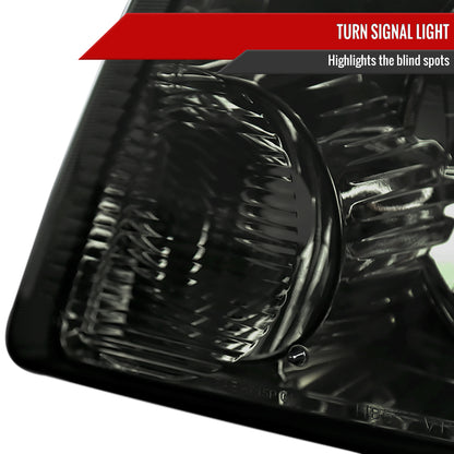 2001-2011 Ford Ranger Factory Style Headlights w/ Amber Lens Corner Signal Lights (Chrome Housing/Smoked Lens)