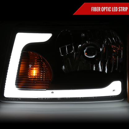 2001-2011 Ford Ranger LED Bar Factory Style Headlights w/Amber Corner Lamp (Matte Black Housing/Clear Lens)