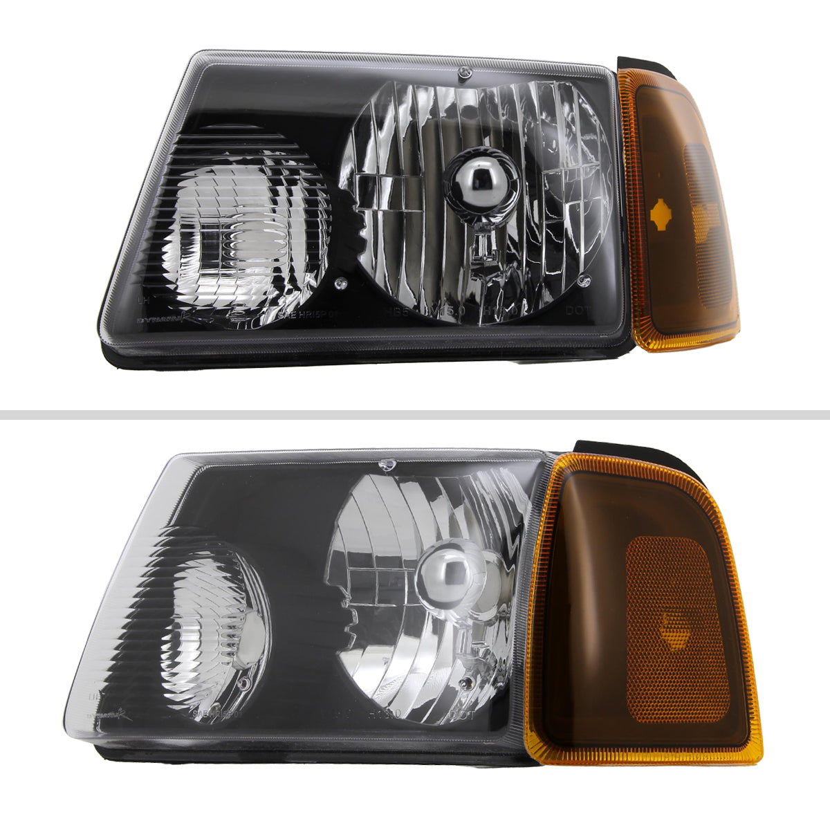 2001-2011 Ford Ranger Factory Style Headlights w/ Amber Lens Corner Signal Lights (Matte Black Housing/Clear Lens)