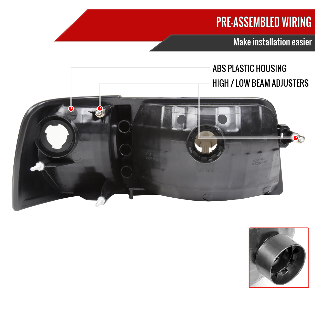 1993-1997 Ford Ranger Factory Style Headlights w/ Corner Signal Lights (Chrome Housing/Clear Lens)