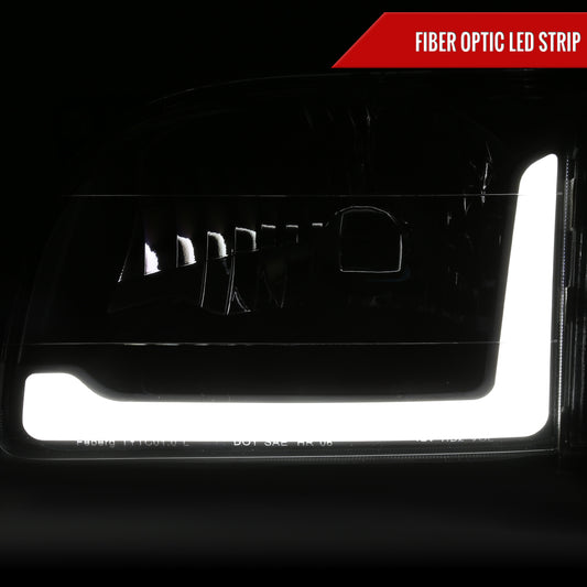 2001-2004 Toyota Tacoma LED Bar Factory Style Headlights w/ Corner Lamps and Amber Reflector (Matte Black Housing/Clear Lens)