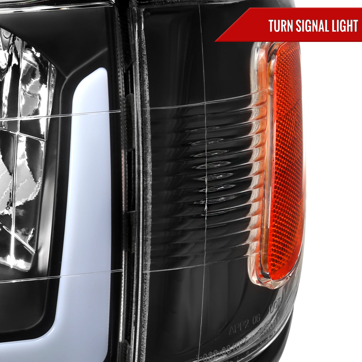 2001-2004 Toyota Tacoma LED Bar Factory Style Headlights w/ Corner Lamps and Amber Reflector (Matte Black Housing/Clear Lens)