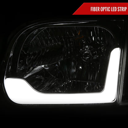 2005-2006 Toyota Tundra/2005-2007 Sequoia LED Bar Factory Style Headlights w/Corner Lamps and Amber Reflector (Chrome Housing/Clear Lens)