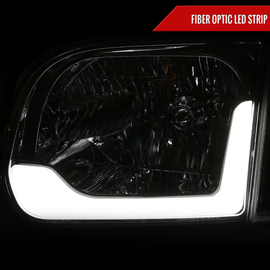 2005-2006 Toyota Tundra/2005-2007 Sequoia LED Bar Factory Style Headlights w/Corner Lamps and Amber Reflector (Chrome Housing/Clear Lens)