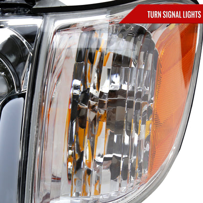 2005-2006 Toyota Tundra/2005-2007 Sequoia LED Bar Factory Style Headlights w/Corner Lamps and Amber Reflector (Chrome Housing/Clear Lens)