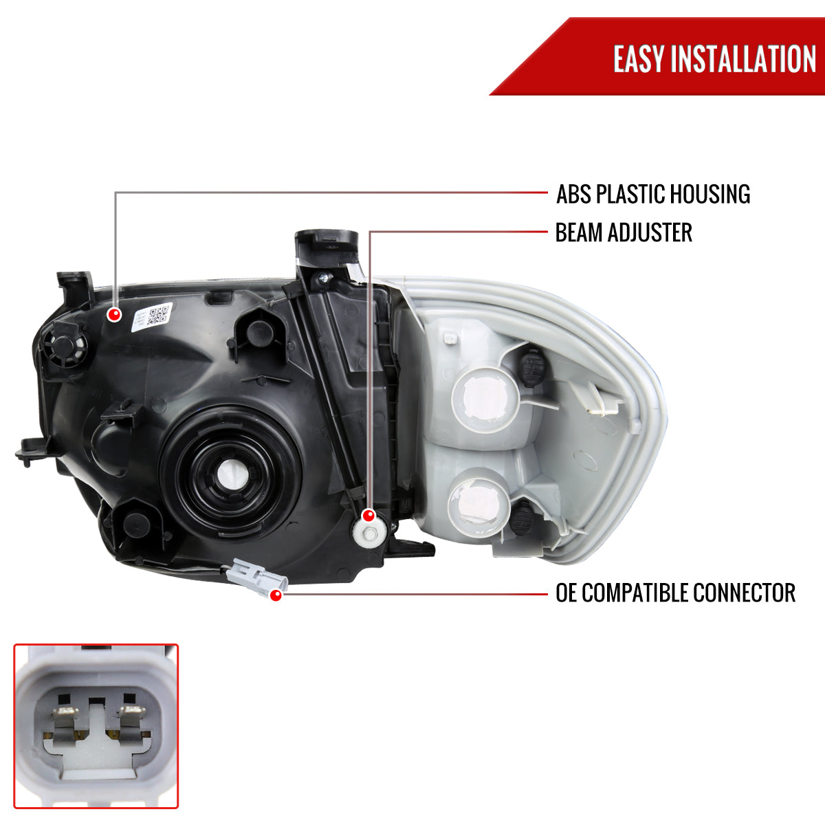 2005-2006 Toyota Tundra/2005-2007 Sequoia LED Bar Factory Style Headlights w/Corner Lamps and Amber Reflector (Chrome Housing/Smoked Lens)