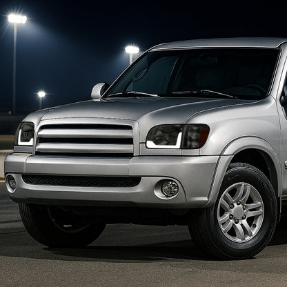 2005-2006 Toyota Tundra/2005-2007 Sequoia LED Bar Factory Style Headlights w/Corner Lamps and Amber Reflector (Chrome Housing/Smoked Lens)