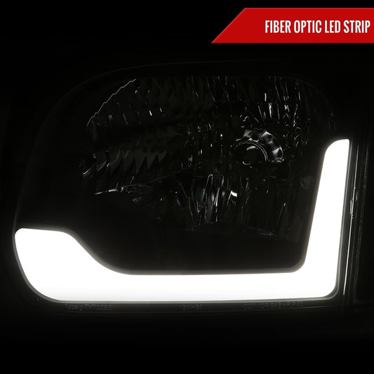 2005-2006 Toyota Tundra/2005-2007 Sequoia LED Bar Factory Style Headlights w/Corner Lamps and Amber Reflector (Matte Black Housing/Clear Lens)