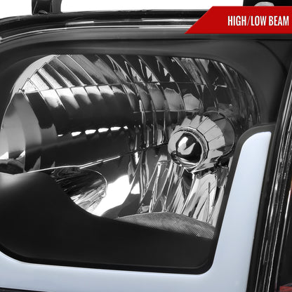 2005-2006 Toyota Tundra/2005-2007 Sequoia LED Bar Factory Style Headlights w/Corner Lamps and Amber Reflector (Matte Black Housing/Clear Lens)