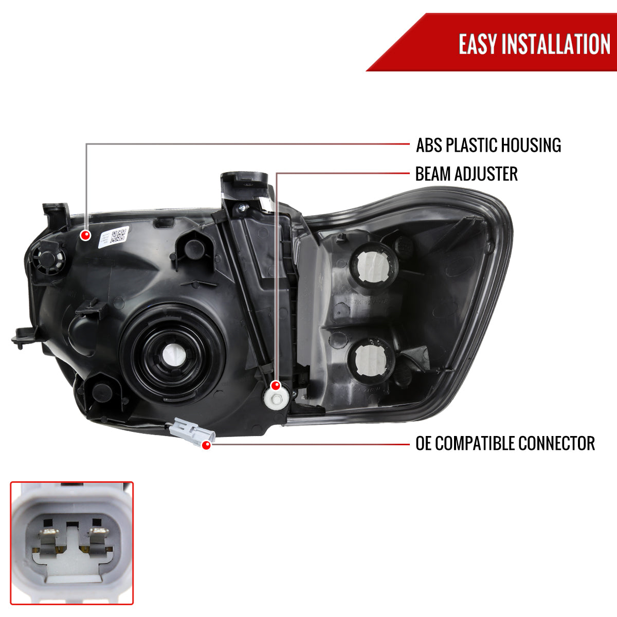 2005-2006 Toyota Tundra/2005-2007 Sequoia LED Bar Factory Style Headlights w/Corner Lamps and Amber Reflector (Matte Black Housing/Clear Lens)