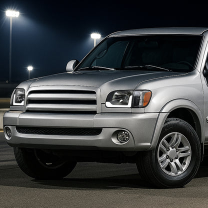 2005-2006 Toyota Tundra/2005-2007 Sequoia LED Bar Factory Style Headlights w/Corner Lamps and Amber Reflector (Matte Black Housing/Clear Lens)