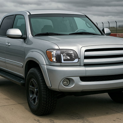 2005-2006 Toyota Tundra/2005-2007 Sequoia LED Bar Factory Style Headlights w/Corner Lamps and Amber Reflector (Matte Black Housing/Clear Lens)