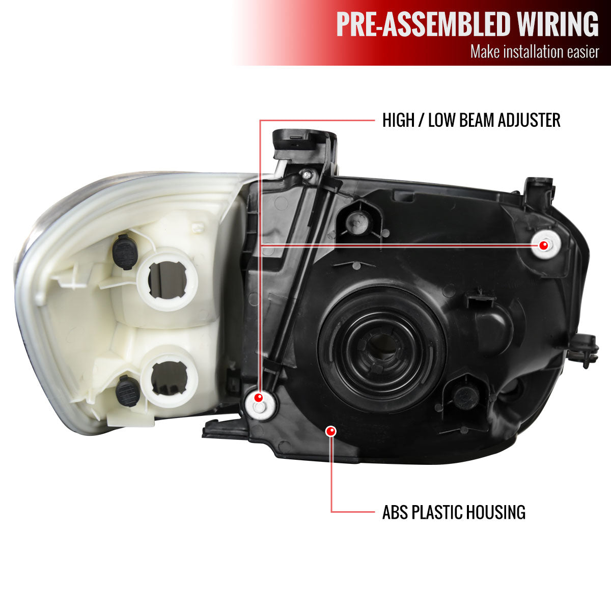 2005-2006 Toyota Tundra / 2005-2007 SR5 Limited Sequoia Factory Style Crystal Headlights w/ Corner Signal Lights (Matte Black Housing/Clear Lens)