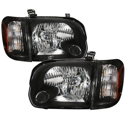 2005-2006 Toyota Tundra / 2005-2007 SR5 Limited Sequoia Factory Style Crystal Headlights w/ Corner Signal Lights (Matte Black Housing/Clear Lens)