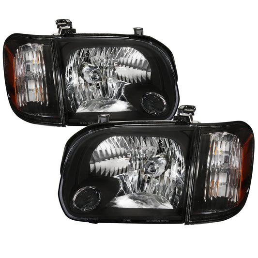 2005-2006 Toyota Tundra / 2005-2007 SR5 Limited Sequoia Factory Style Crystal Headlights w/ Corner Signal Lights (Matte Black Housing/Clear Lens)