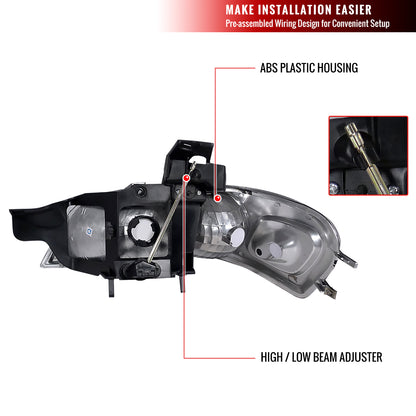 1997-2005 Chevrolet Venture Pontiac Montana/Trans Sport Crystal Headlights (Chrome Housing/Clear Lens)