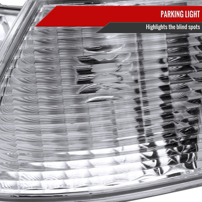 1998-2011 Ford Crown Victoria Factory Style Headlights w/ Corner Signal Lights (Chrome Housing/Clear Lens)
