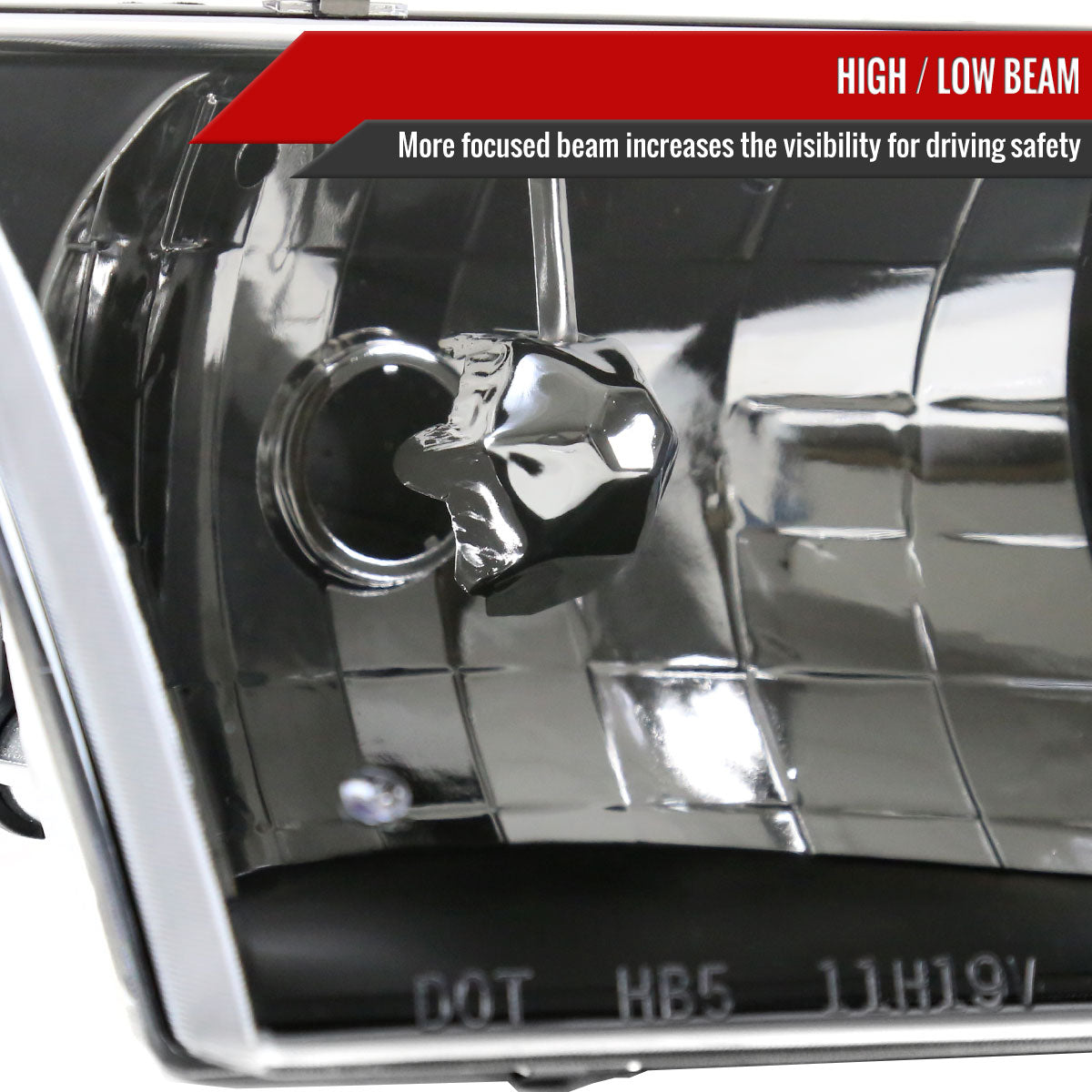 1998-2011 Ford Crown Victoria Factory Style Headlights w/ Corner Signal Lights (Matte Black Housing/Clear Lens)