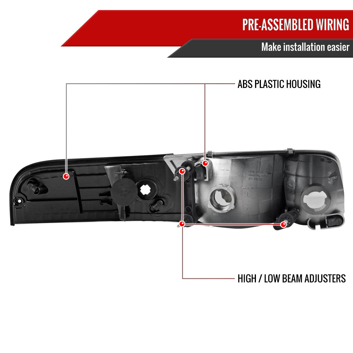 1998-2011 Ford Crown Victoria Factory Style Headlights w/ Corner Signal Lights (Matte Black Housing/Clear Lens)