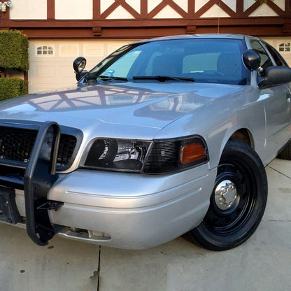 1998-2011 Ford Crown Victoria Factory Style Headlights w/ Corner Signal Lights (Matte Black Housing/Clear Lens)