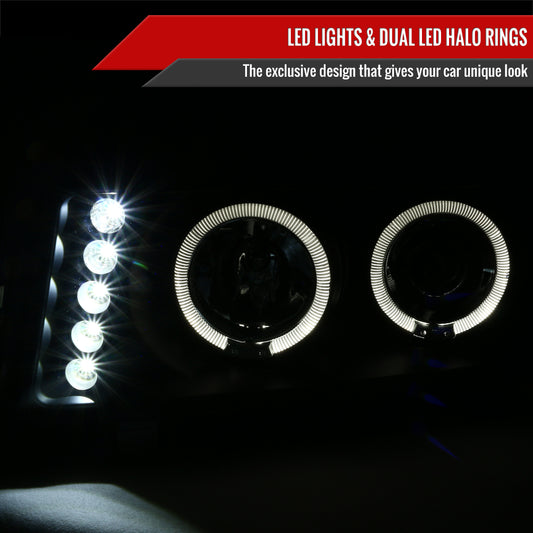 2004-2012 Chevrolet Colorado/GMC Canyon Dual Halo Projector Headlights with Corner Turn Signal Bumper Lights (Matte Black Housing/Clear Lens)