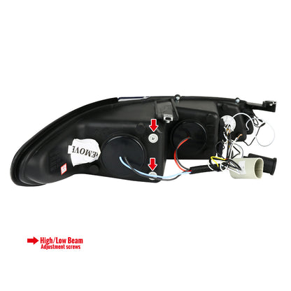 1997-2003 Pontiac Grand Prix Dual Halo Projector Headlights (Chrome Housing/Clear Lens)