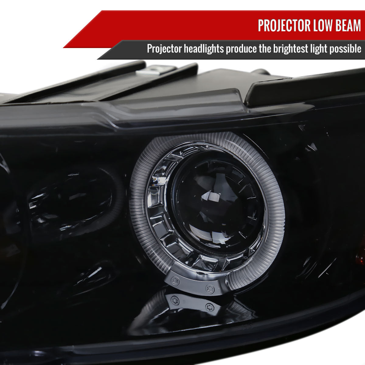 1997-2003 Pontiac Grand Prix Dual Halo Projector Headlights (Glossy Black Housing/Smoked Lens)