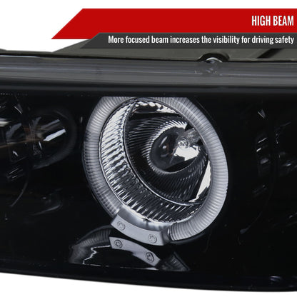 1997-2003 Pontiac Grand Prix Dual Halo Projector Headlights (Glossy Black Housing/Smoked Lens)