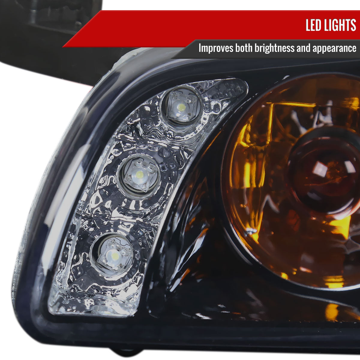 1997-2003 Pontiac Grand Prix Dual Halo Projector Headlights (Glossy Black Housing/Smoked Lens)