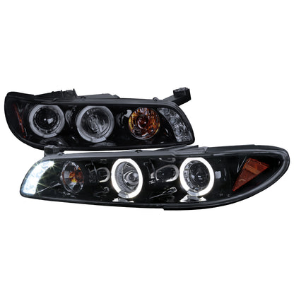 1997-2003 Pontiac Grand Prix Dual Halo Projector Headlights (Glossy Black Housing/Smoked Lens)