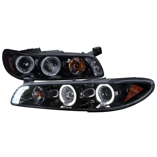 1997-2003 Pontiac Grand Prix Dual Halo Projector Headlights (Glossy Black Housing/Smoked Lens)