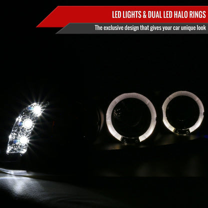 1997-2003 Pontiac Grand Prix Dual Halo Projector Headlights (Matte Black Housing/Clear Lens)
