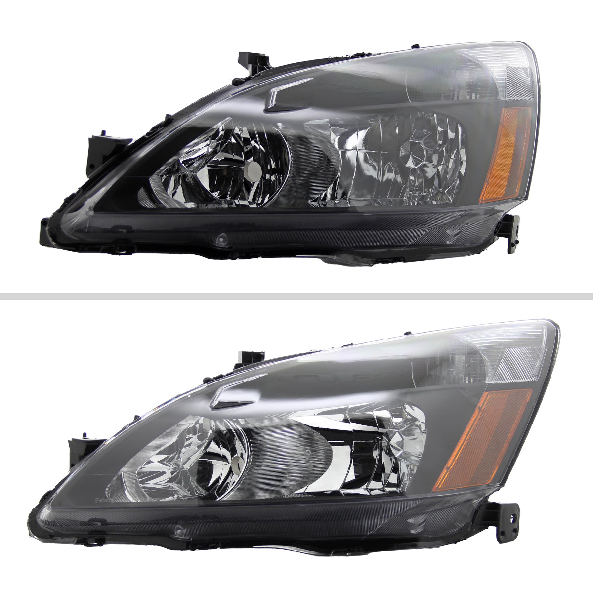 2003-2007 Honda Accord Factory Style Headlights w/ Amber Reflector (Matte Black Housing/Clear Lens)