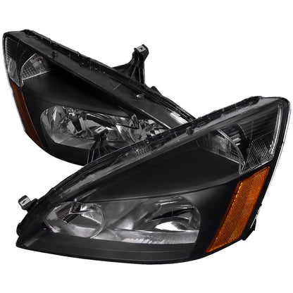 2003-2007 Honda Accord Factory Style Headlights w/ Amber Reflector (Matte Black Housing/Clear Lens)