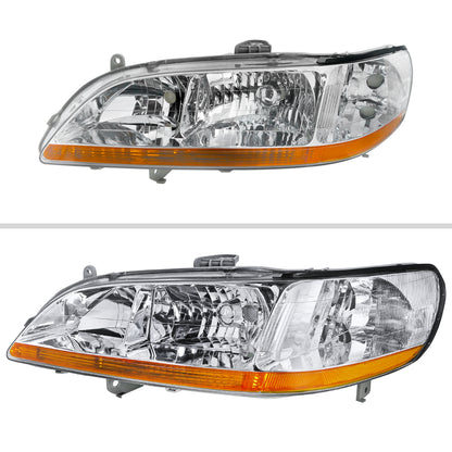 1998-2002 Honda Accord Factory Style Crystal Headlights w/ Amber Reflector (Chrome Housing/Clear Lens)