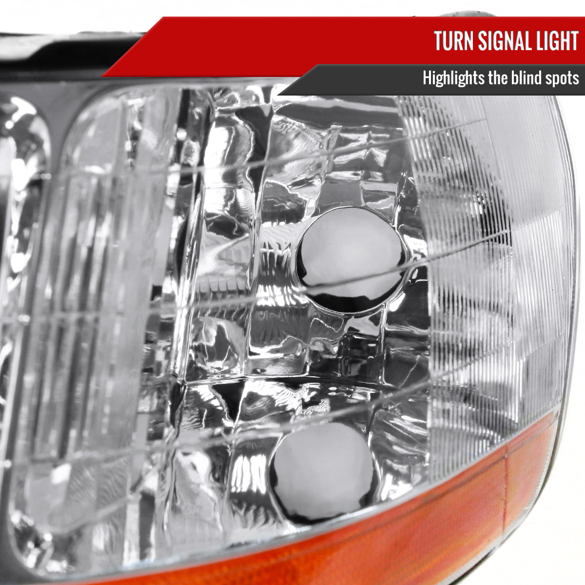 1998-2002 Honda Accord Factory Style Crystal Headlights w/ Amber Reflector (Chrome Housing/Clear Lens)