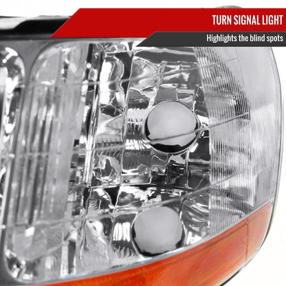 1998-2002 Honda Accord Factory Style Crystal Headlights w/ Amber Reflector (Chrome Housing/Clear Lens)